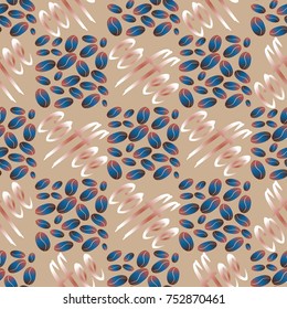 Coffee bean seamless pattern background. Illustration with text.