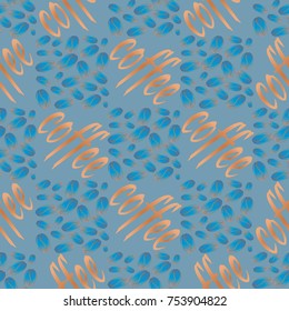 Coffee bean seamless pattern background. Illustration with text.