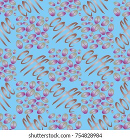Coffee bean seamless pattern background. Illustration with text.