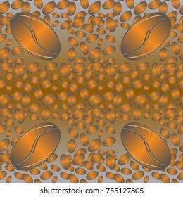 Coffee bean seamless pattern background. Coffees seeds.
