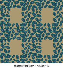Coffee bean seamless pattern background. Coffees seeds.