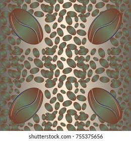 Coffee bean seamless pattern background. Coffees seeds.