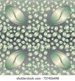 Coffee bean seamless pattern background. Coffees seeds.
