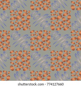 Coffee bean seamless pattern background. Illustration with text.