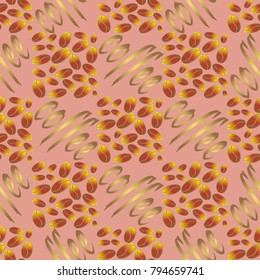 Coffee bean seamless pattern background. Illustration with text.
