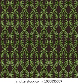Coffee bean seamless pattern with ethnic motifs. Vector background