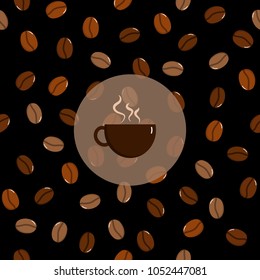 coffee bean seamless pattern and logo