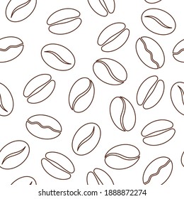Coffee bean seamless pattern on white background.