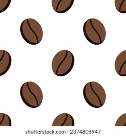 Coffee bean seamless pattern on white background.