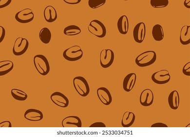 Coffee Bean Seamless Pattern For Packaging Design Or Wrapping Papper. Brown Colored Coffee Grains Pattern.