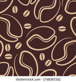 Coffee bean seamless pattern. Vector illustration