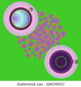 Coffee bean or seed with cup.