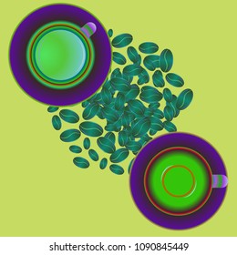 Coffee bean or seed with cup.
