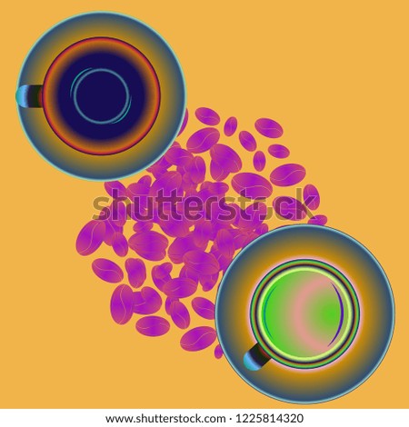Coffee bean or seed with cup.