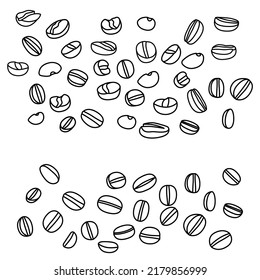 Coffee bean set. Contour drawing
