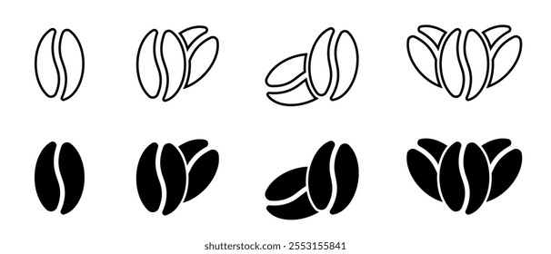 Coffee bean set. Coffee Icon.  Coffee bean isolated set on white background.  Vector illustration