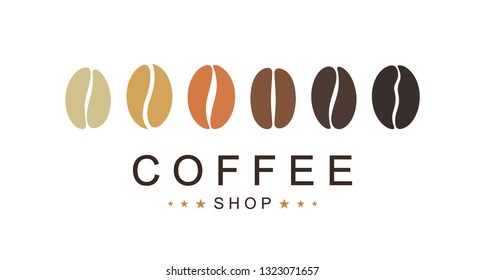 Coffee bean set. Isolated coffe bean on white background