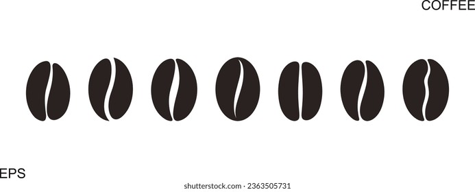 Coffee bean set. Isolated coffe beans on white background