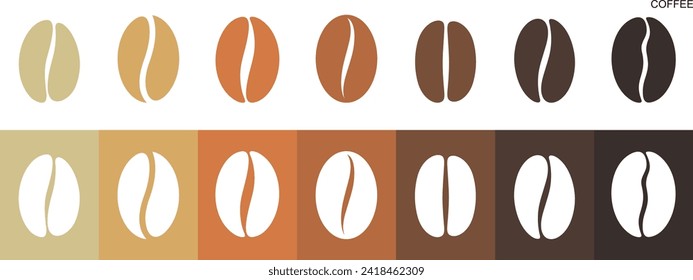 Coffee bean set. Isolated coffe beans on white background
