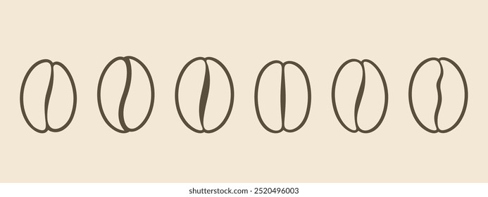 Coffee bean set. Isolated coffe bean on white background. Outline