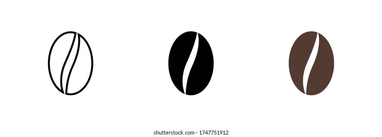 Coffee bean set isolated icon in flat style. Vector illustration