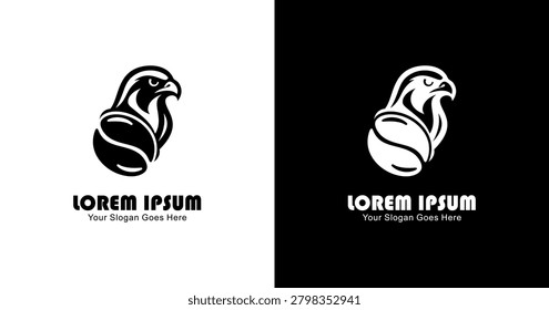 Coffee bean shaped logo design combined with a dove silhouette