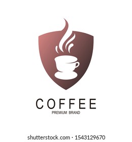 coffee bean with shield logo vector, coffee logo 