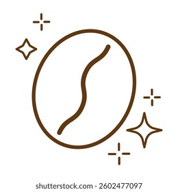 Coffee bean shine icon vector illustration. Brown coffee bean. Coffee bean icon. 
