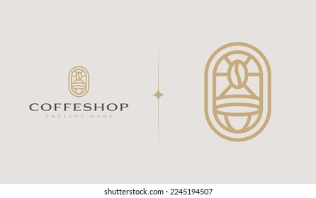 Coffee Bean. Coffee Shop Logo Illustration. Universal creative premium symbol. Vector sign icon logo template. Vector illustration