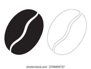 Vector de la silueta del grano de café. grano de café negro aislado sobre fondo blanco. Ilustración vectorial