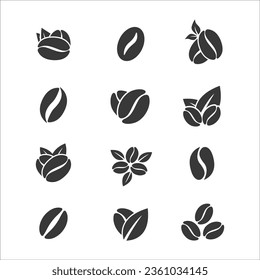 Coffee bean silhouette vector illustration set, international coffee day