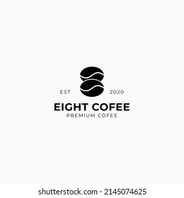 diseño de logotipo sencillo de frijol de café por número ocho