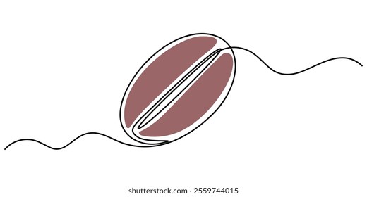 Coffee Bean Single Line Icon, Continuous one line drawing of coffee beans. One line drawing illustration of roasted coffee beans. International coffee day concept line art. Editable outline, Vertical.