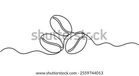 Coffee Bean Single Line Icon, Continuous one line drawing of coffee beans. One line drawing illustration of roasted coffee beans. International coffee day concept line art. Editable outline, Vertical.