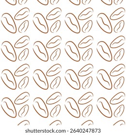 Coffee Bean Sketch Pattern.  Seamless coffee bean pattern in hand-drawn sketch style. Ideal for backgrounds, packaging, textiles, and coffee-themed designs.