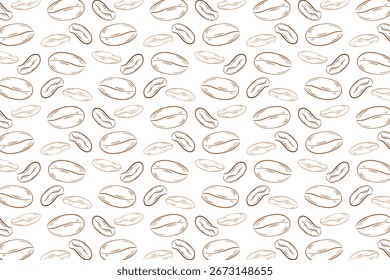 Dibujo de grano de café patrón de textura sin fisuras para la decoración del café