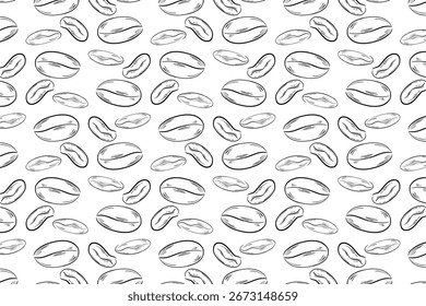 Coffee Bean Sketch Seamless Texture pattern for Cafe Decoration