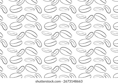 Coffee Bean Sketch Seamless Texture pattern for Cafe Decoration
