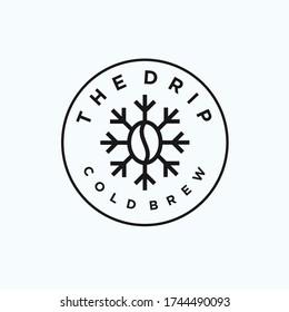 coffee bean with snowflake logo design vector silhouette illustration