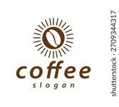 coffee bean and sun vector logo in minimalist style