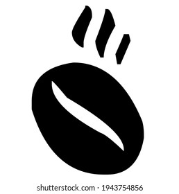 Símbolo de frijol de café, vector, ilustración, en color negro y blanco, aislado en fondo blanco