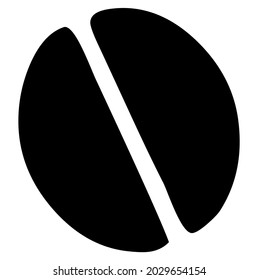 Coffee bean symbol, vector, illustration, in black and white color, isolated on white background