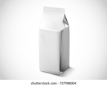 Coffee bean or tea leaves bag, 3d illustration mockup template for design uses, silver foil bag
