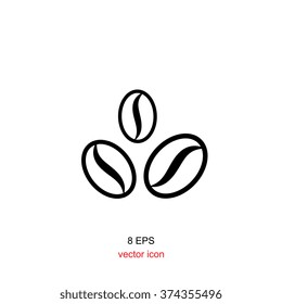 Coffee Bean Thin Line Icon Isolated