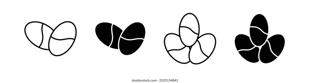 Coffee bean thin line vector icon collection