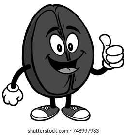 Coffee Bean with Thumbs Up Illustration