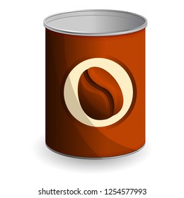 Coffee bean tin can icon. Cartoon of coffee bean tin can vector icon for web design isolated on white background