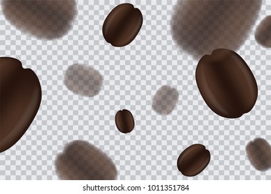 Coffee bean with transparent background. Vector EPS 10.