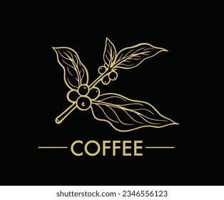 coffee bean and tree of black drawing ink sketch for packaging, label, poster, banner, brochure, flayer, promotion, t-shirt, advertising, background, interior, mural, cover, menu, art print.