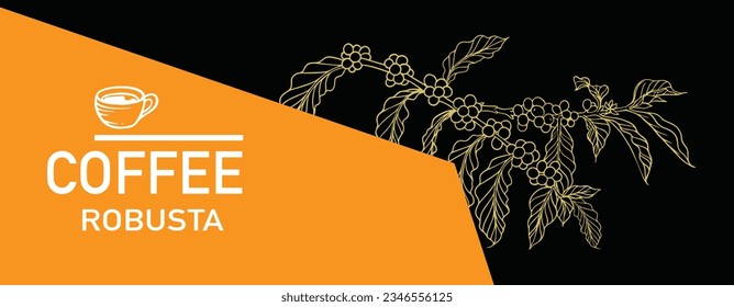 coffee bean and tree of black drawing ink sketch for packaging, label, poster, banner, brochure, flayer, promotion, t-shirt, advertising, background, interior, mural, cover, menu, art print.